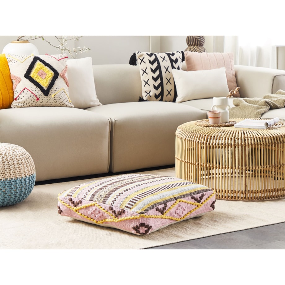 Poduszka podłogowa bawełniana 60 x 60 x 12 cm wielokolorowa MAPLE