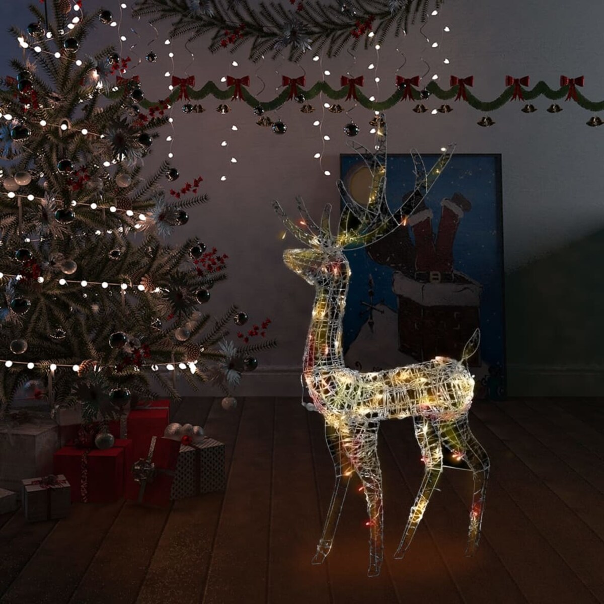 vidaXL Świąteczny renifer, akrylowy, 140 kolorowych diod LED, 120 cm