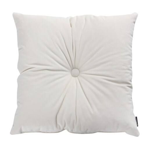 Poduszka kwadratowa Velvet z guzikiem, śmietankowa biel, 37 x 37cm, Velvet