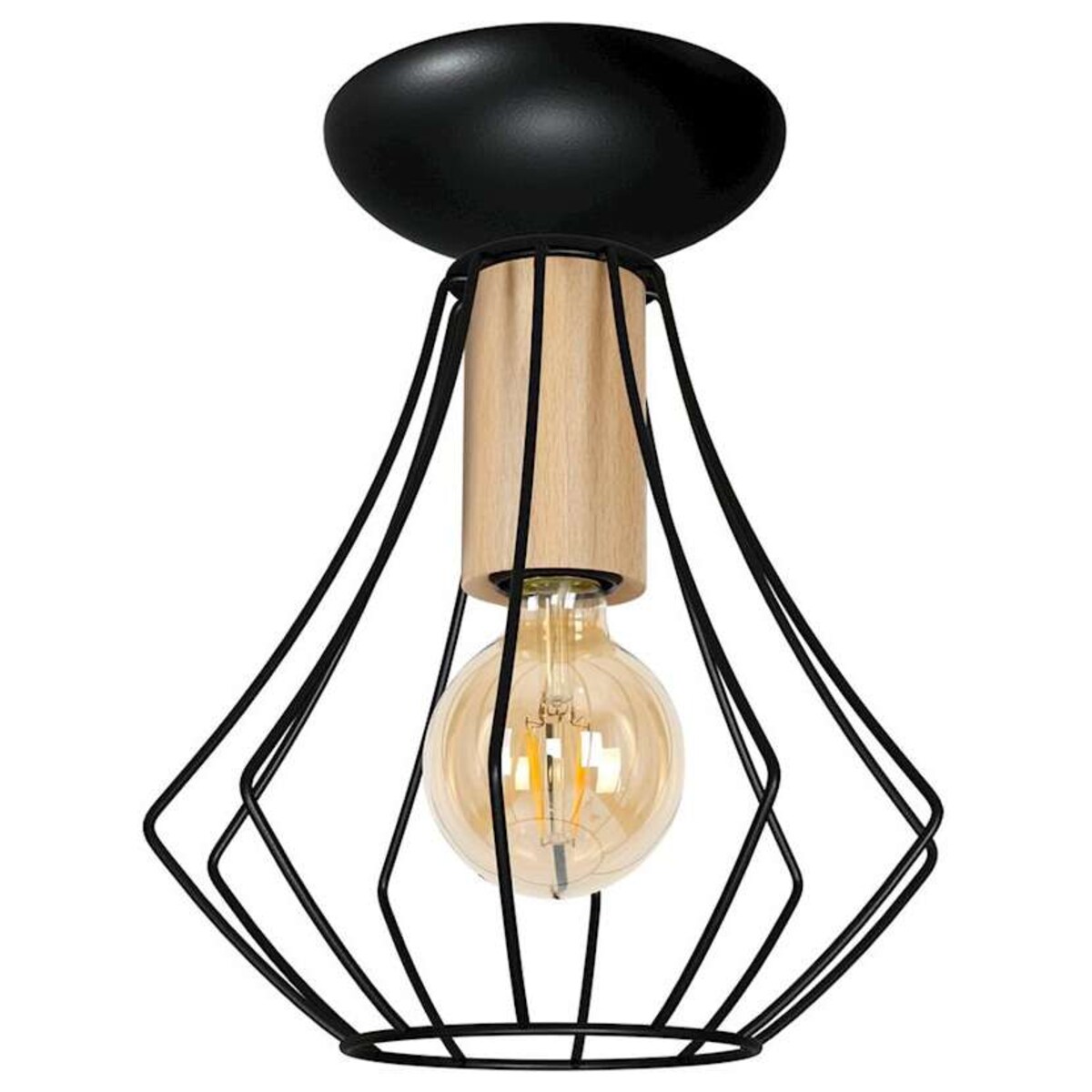 Druciana LAMPA sufitowa WILL MLP4189 Milagro natynkowa OPRAWA plafon metalowa klatka drewno czarna