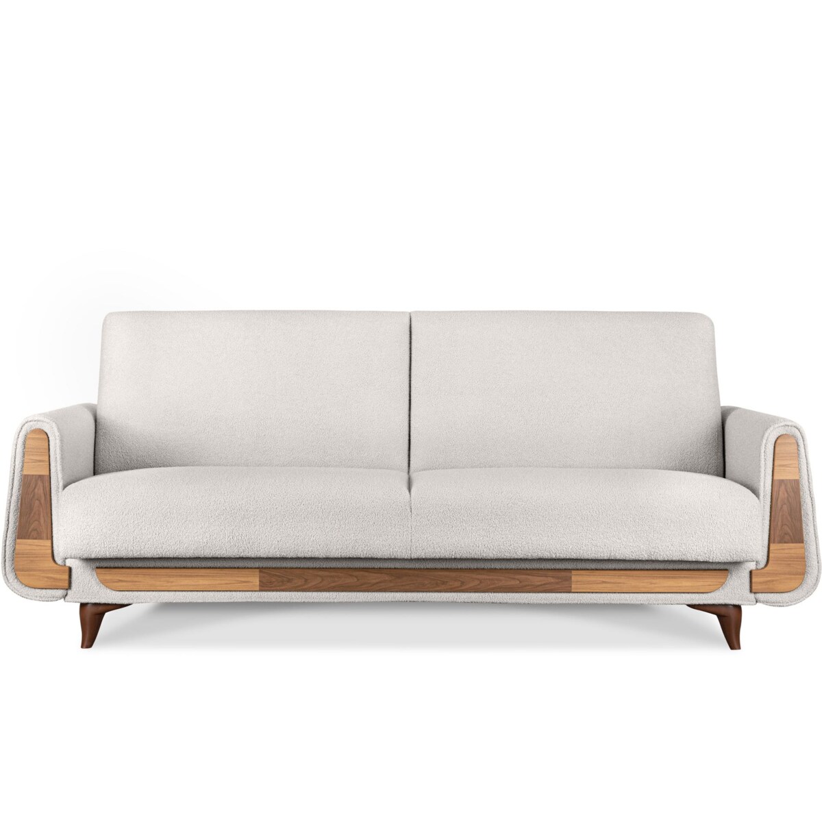 KONSIMO GUSTAVO Sofa trzyosobowa z białej tkaniny boucle