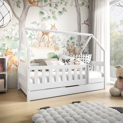 Łóżko dziecięce domek Mila białe 80x190