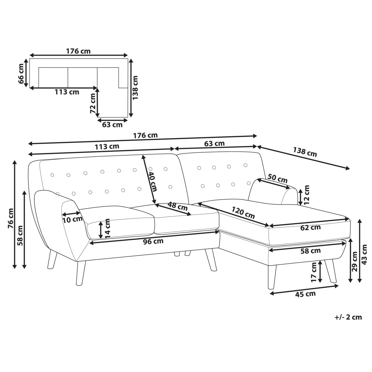 Narożnik lewostronny niebieski MOTALA