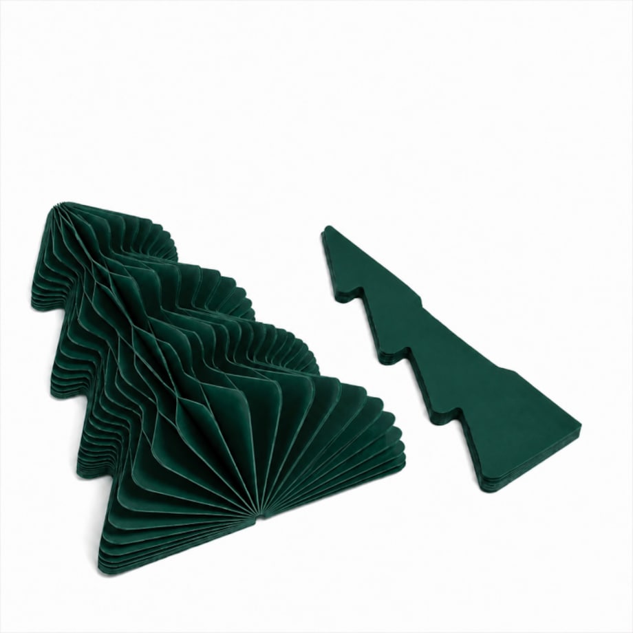 Papierowa dekoracja choinka Bożonarodzeniowa składana, zielona 30cm WOZ63