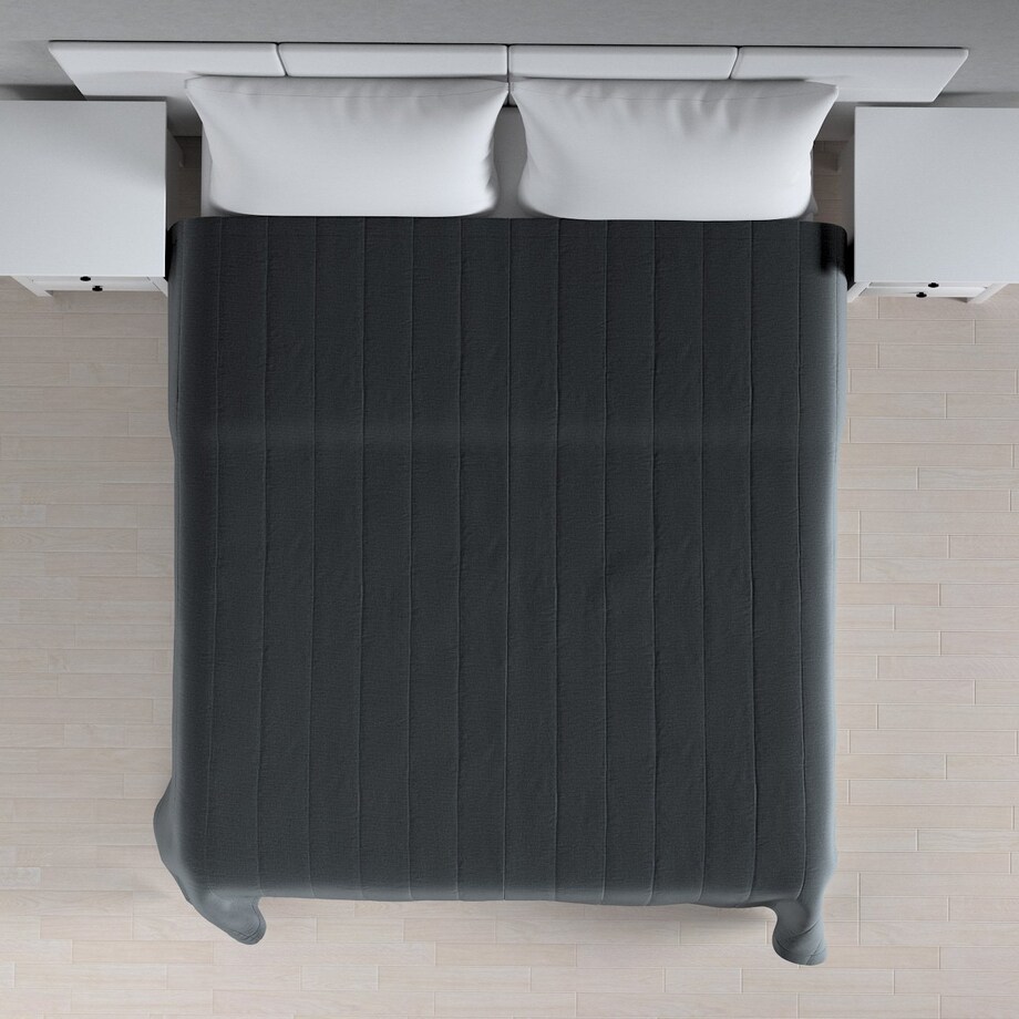 Narzuta pikowana w pasy 200x210 grafitowy welwet