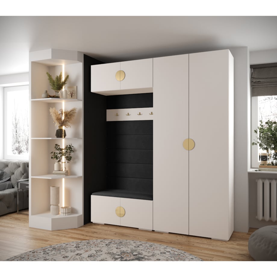 Garderoba do przedpokoju INOVA 4 Z18 biały+złoty+manila18