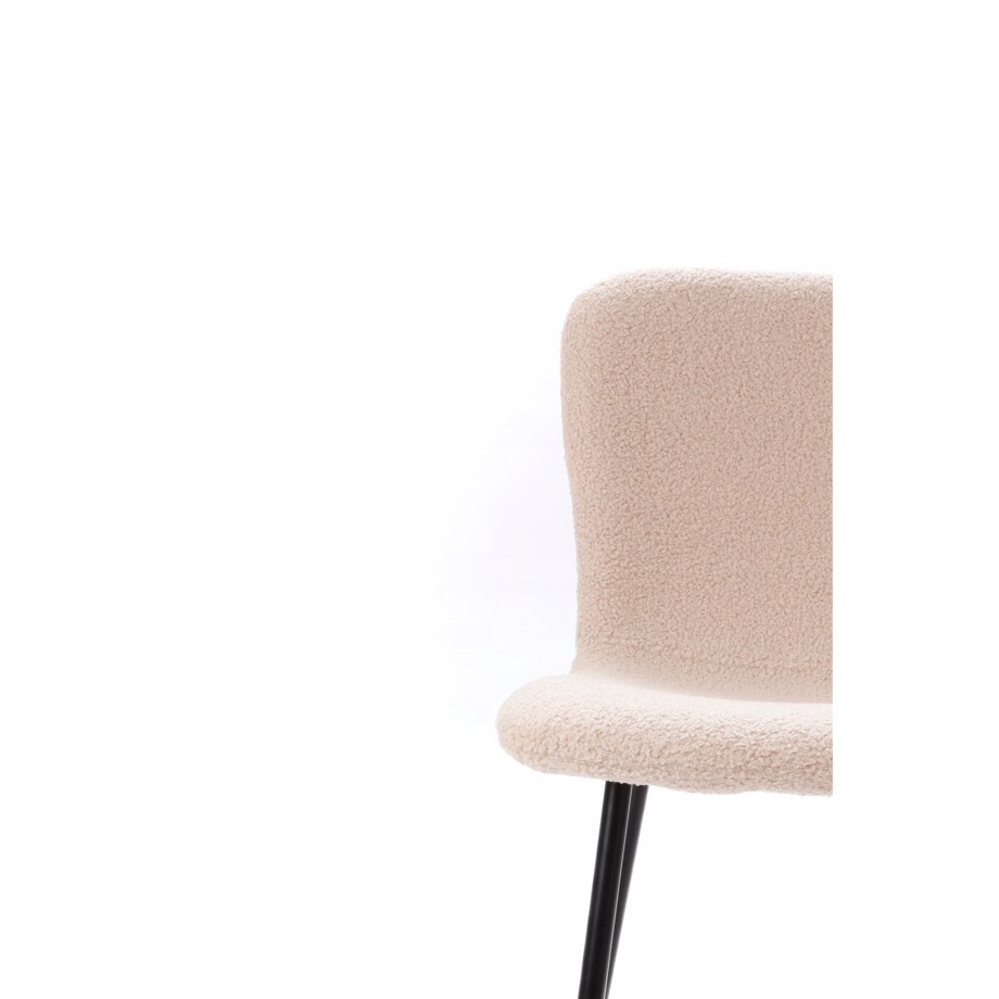 ZESTAW 4 SZTUK Krzesła VALTI Beżowo-Czarne Tapicerowane Nowoczesne TEDDY