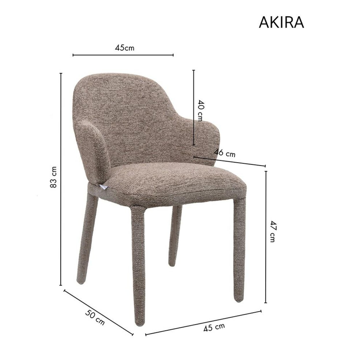 Zestaw 6 krzeseł AKIRA brązowe taupe z podłokietnikami