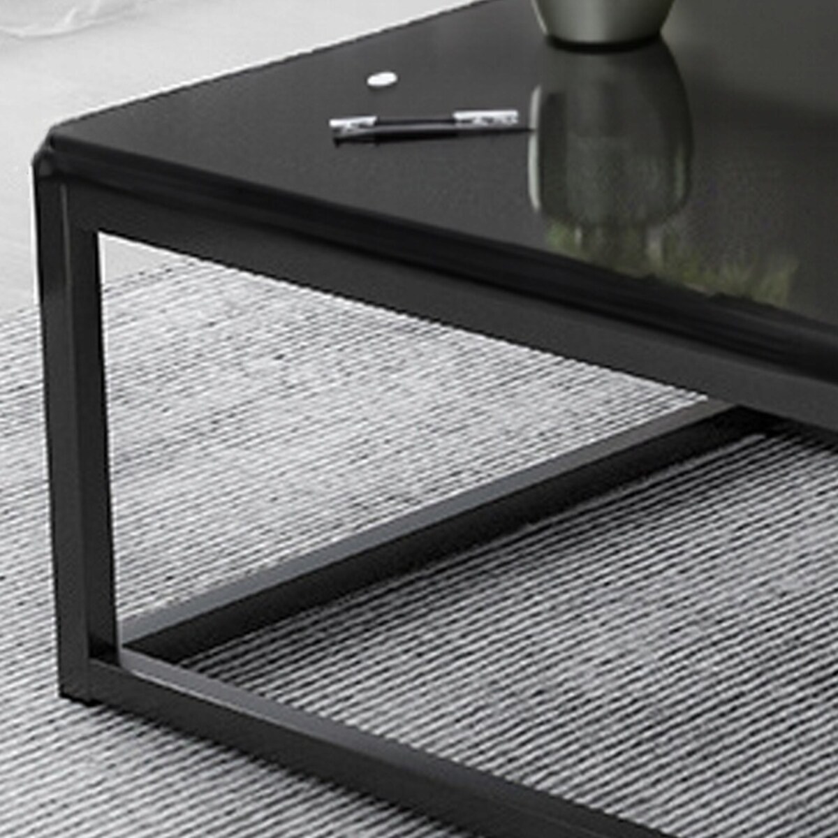 Stolik kawowy nowoczesny ława z półkami pokój salon duży 120 cm loft czarny