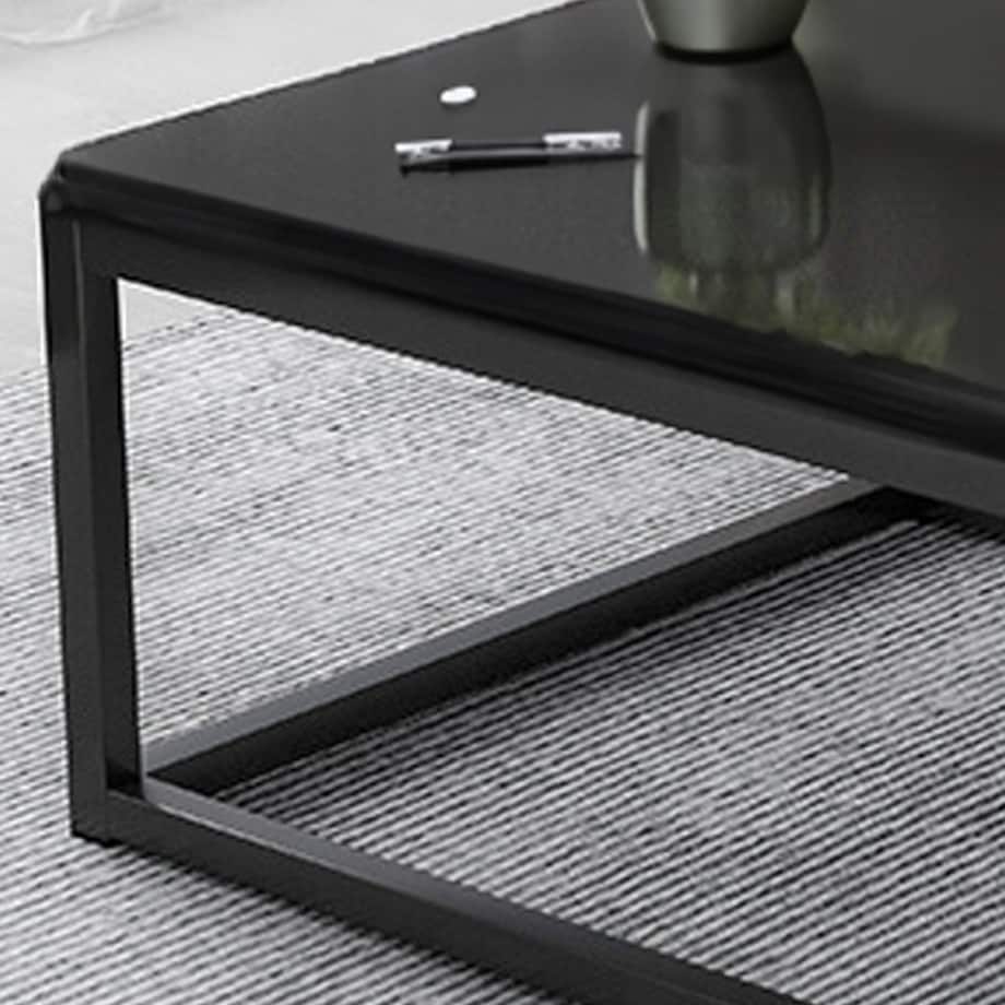 Stolik kawowy nowoczesny ława z półkami pokój salon duży 120 cm loft czarny