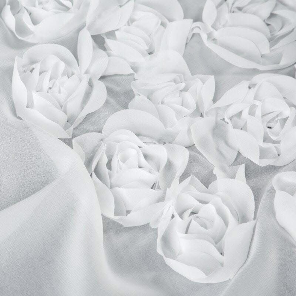 firana "french roses" z aplikacją 3d róże 300x140 taśma | biała