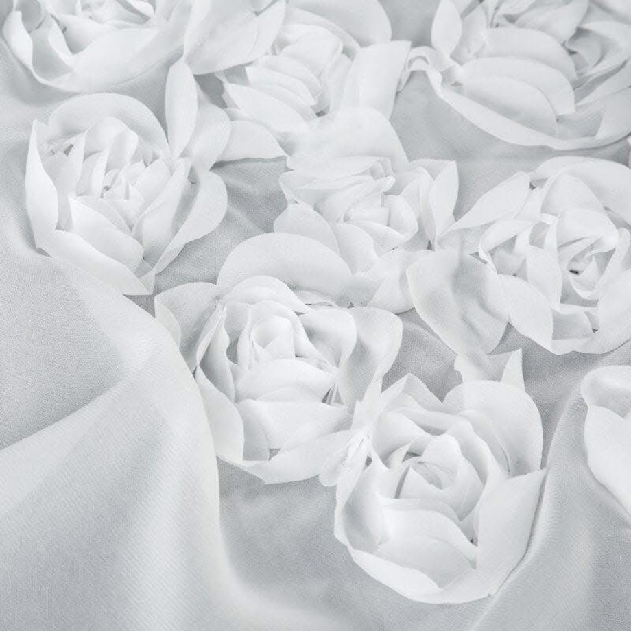 firana "french roses" z aplikacją 3d róże 300x140 taśma | biała