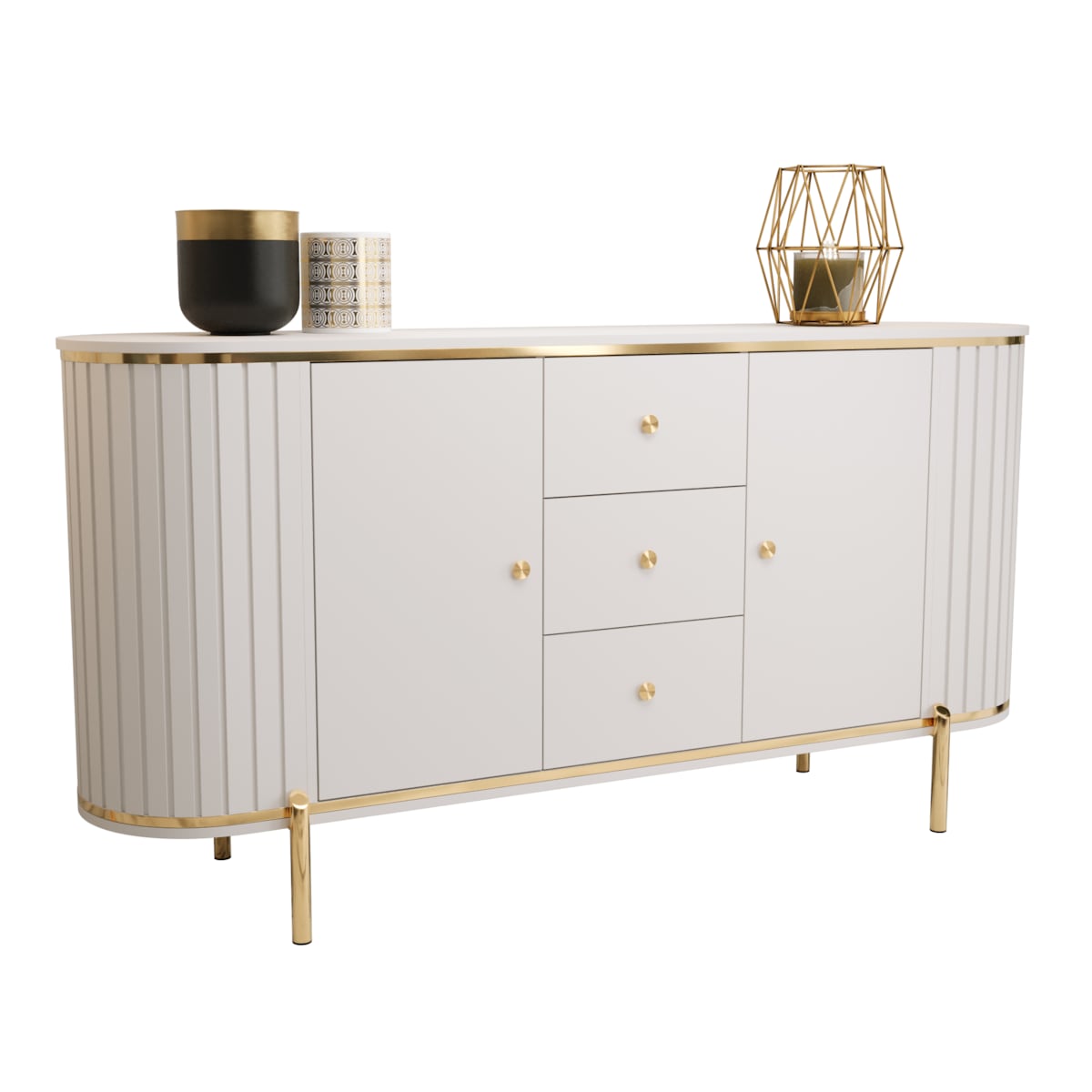 Komoda półokrągła z lamelami NEW YORK 180 biały