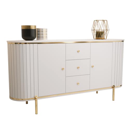 Komoda półokrągła z lamelami NEW YORK 180 biały