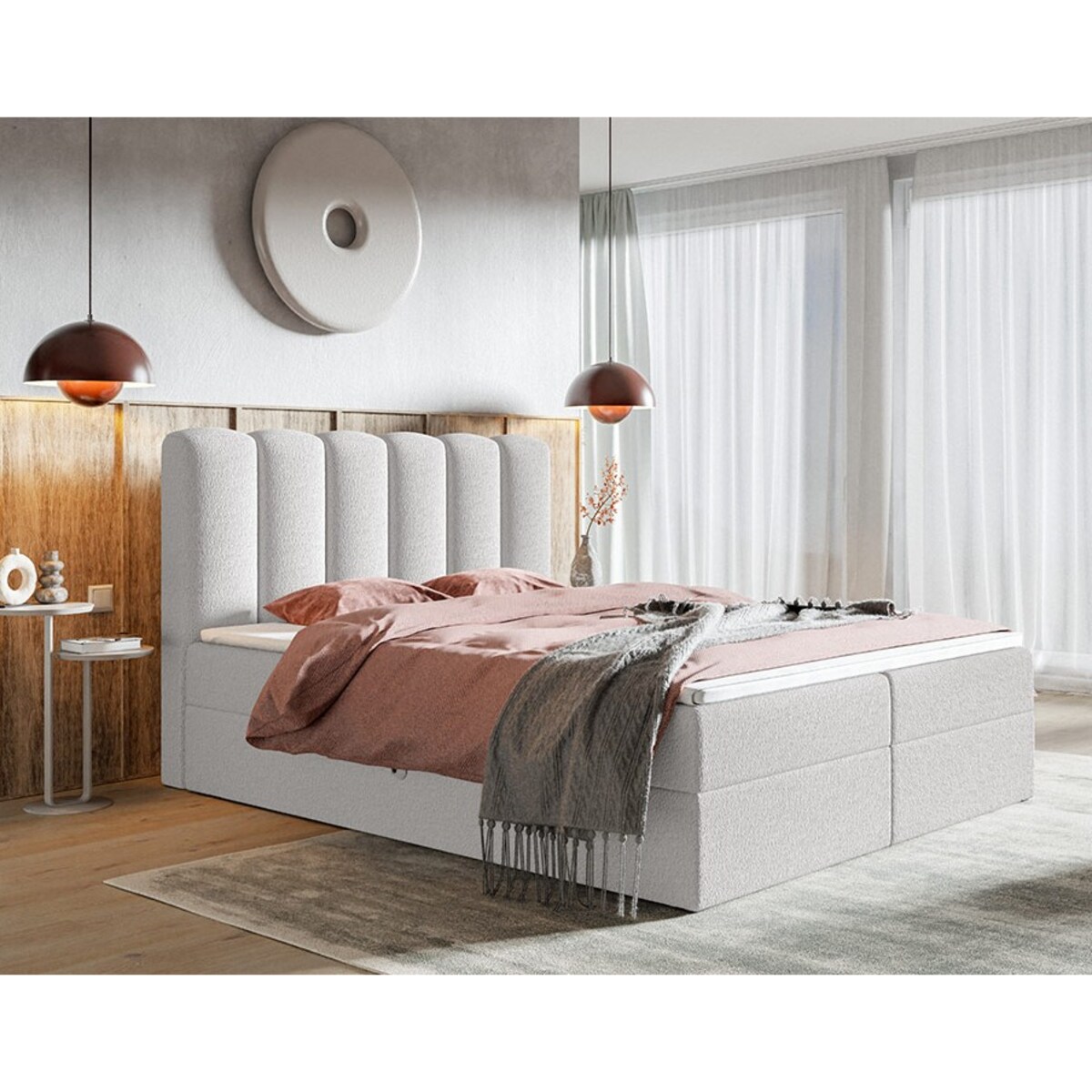 Łóżko kontynentalne FOX 10 180x200 do sypialni tkanina Catch me 01-mleczny