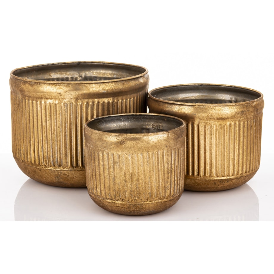 Komplet 3 szt. metalowych osłonek na doniczki BARILE19/16/13,5 x 24/19,5/15,5 cm