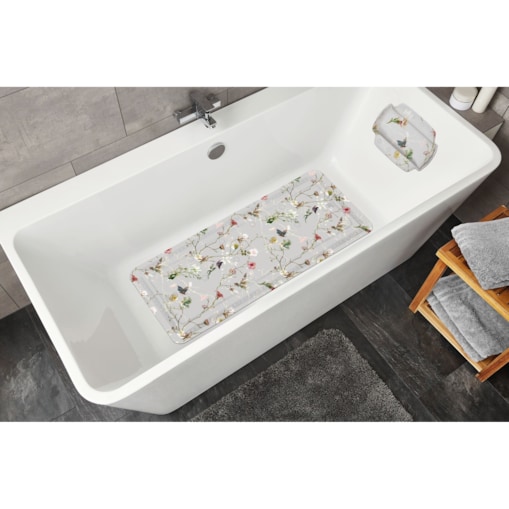 Kleine Wolke Flores Mata bezp. do wanny szary kwiaty 36x 92 cm