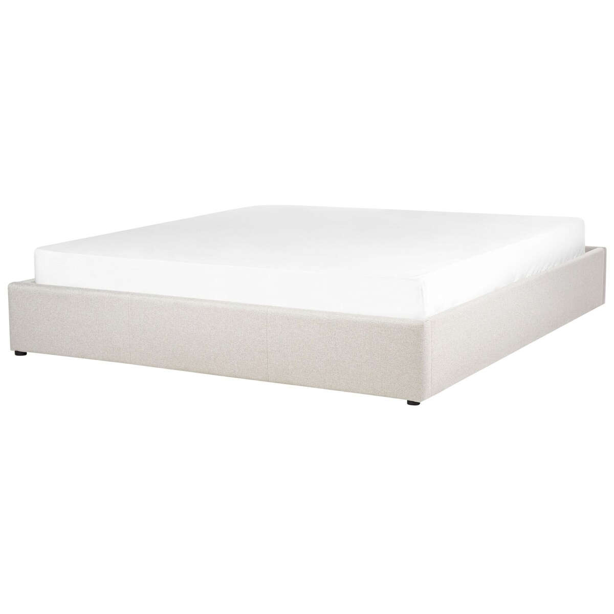 Łóżko z pojemnikiem tapicerowane 180 x 200 cm jasnobeżowe DINAN