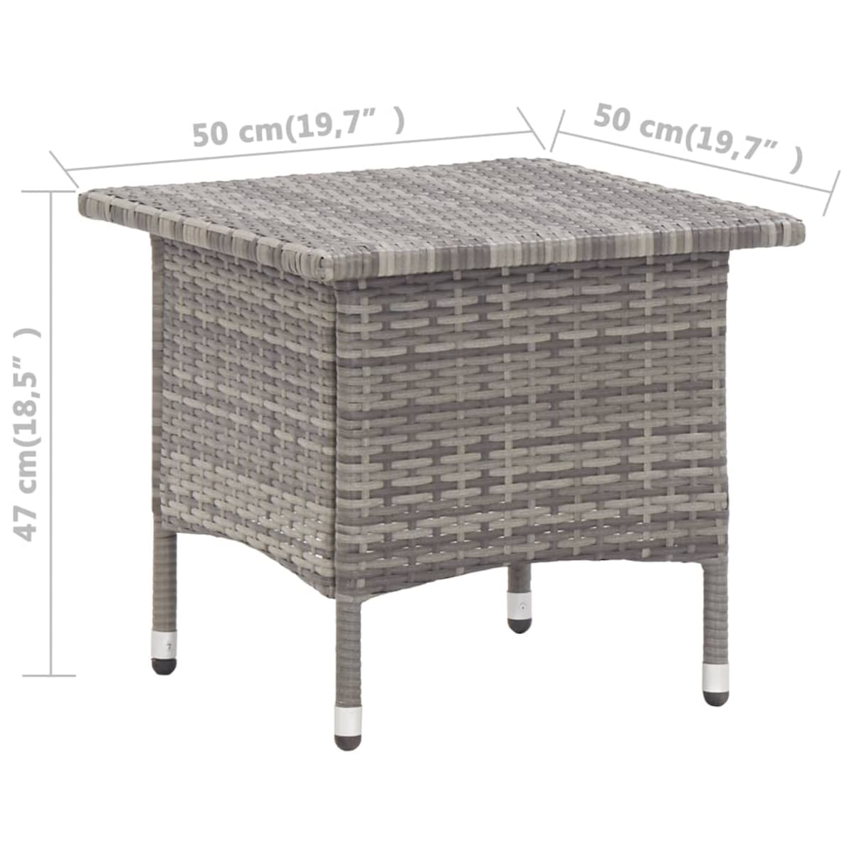 vidaXL Stolik herbaciany, szary, 50 x 50 x 47 cm, polirattan