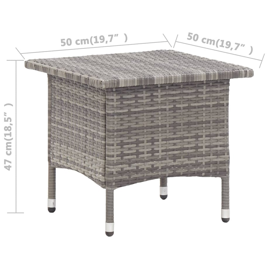 vidaXL Stolik herbaciany, szary, 50 x 50 x 47 cm, polirattan