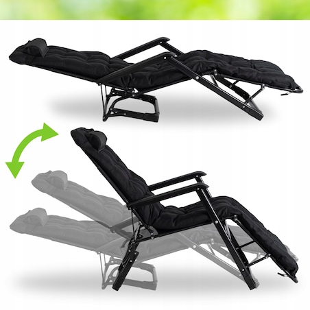 Leżak Rozkładany Ogrodowy Plażowy Turystyczny Leżanka EDISON czarny