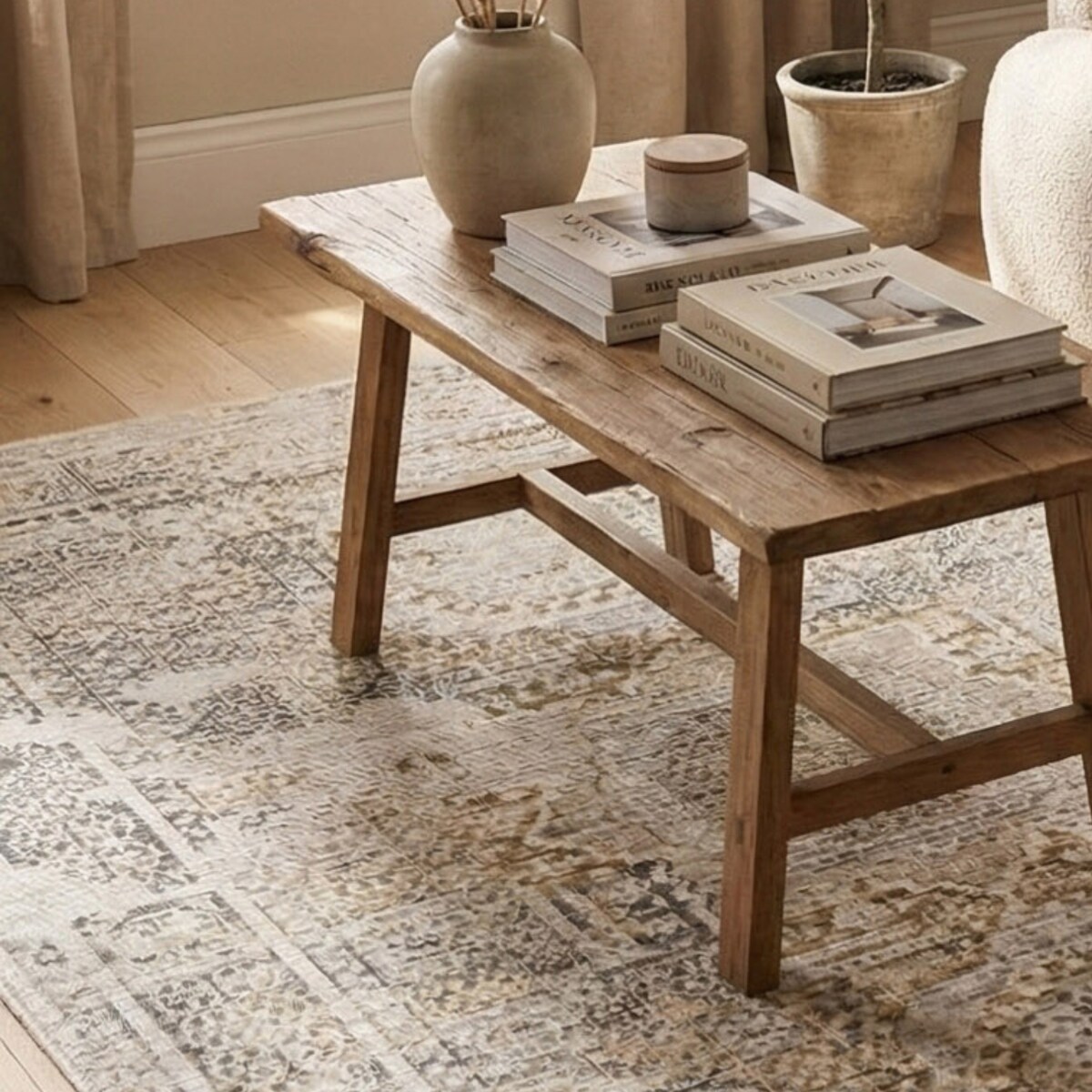 Dywan Wełniany Sahara 300x400 cm Klasyczny Vintage Beżowy