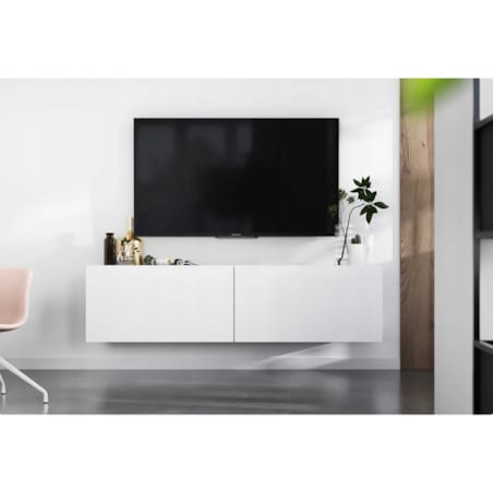 Wisząca Szafka RTV Komoda Loft Industrialna Biały MAT 120 cm