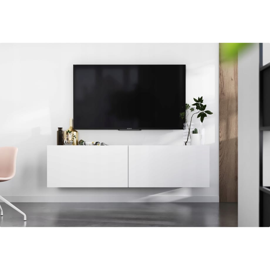 Wisząca Szafka RTV Komoda Loft Industrialna Biały MAT 120 cm