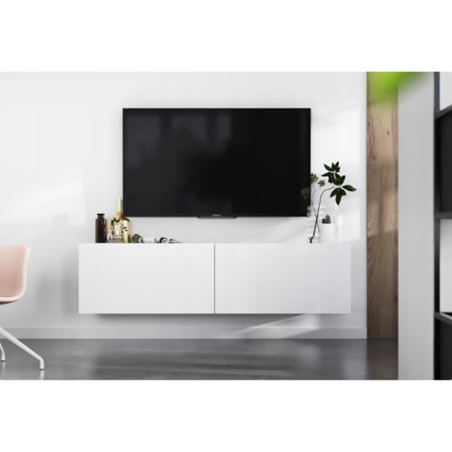 Wisząca Szafka RTV Komoda Loft Industrialna Biały MAT 120 cm