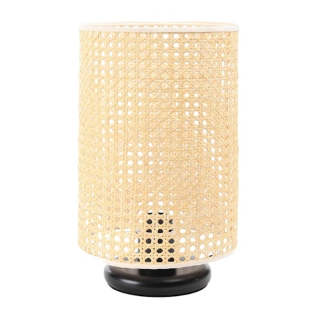 Lampa stołowa BOHO LOW BLACK rattan naturalny