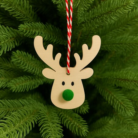 Zawieszki drewniane RENIFERY na choinkę ozdoby zestaw na prezent w pudełku