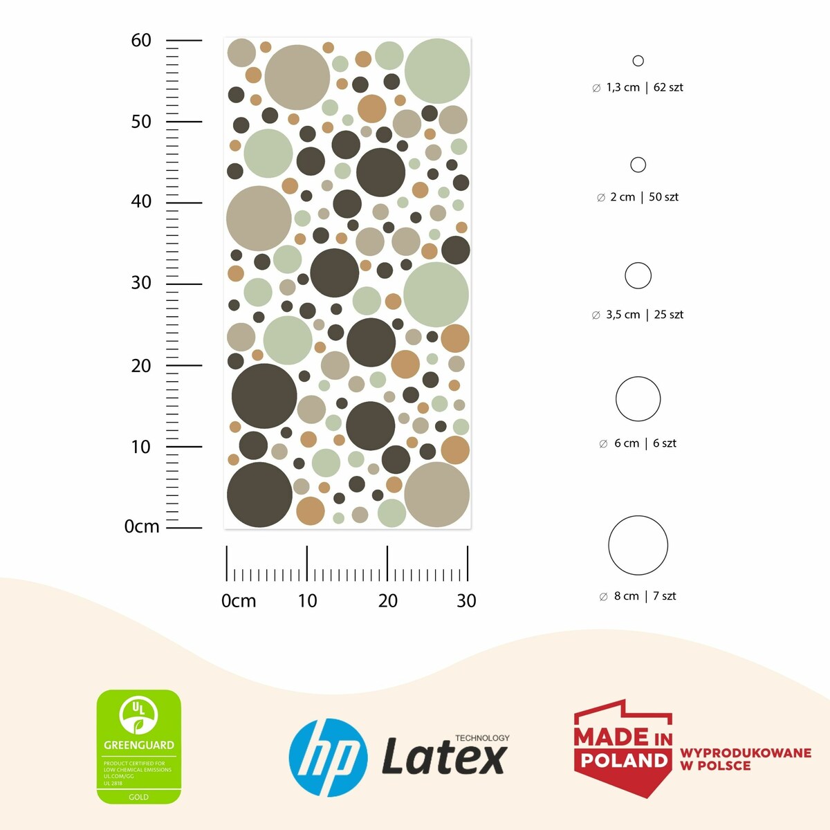 Naklejki Ścienne GROCHY Kropki Styl Boho Dla Dzieci Zestaw 150szt.