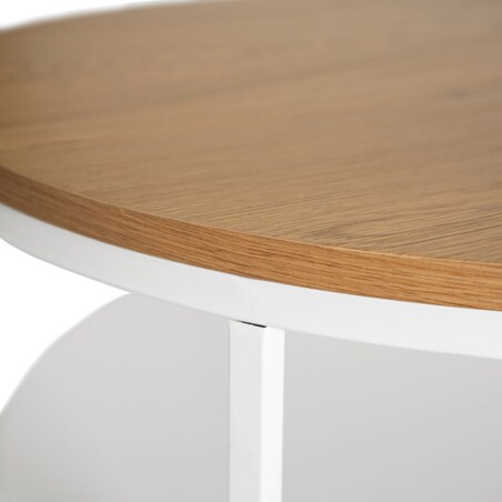 Stolik Kawowy Okrągły Skandynawski Ława Okrągła Loft Dąb Biały BEST