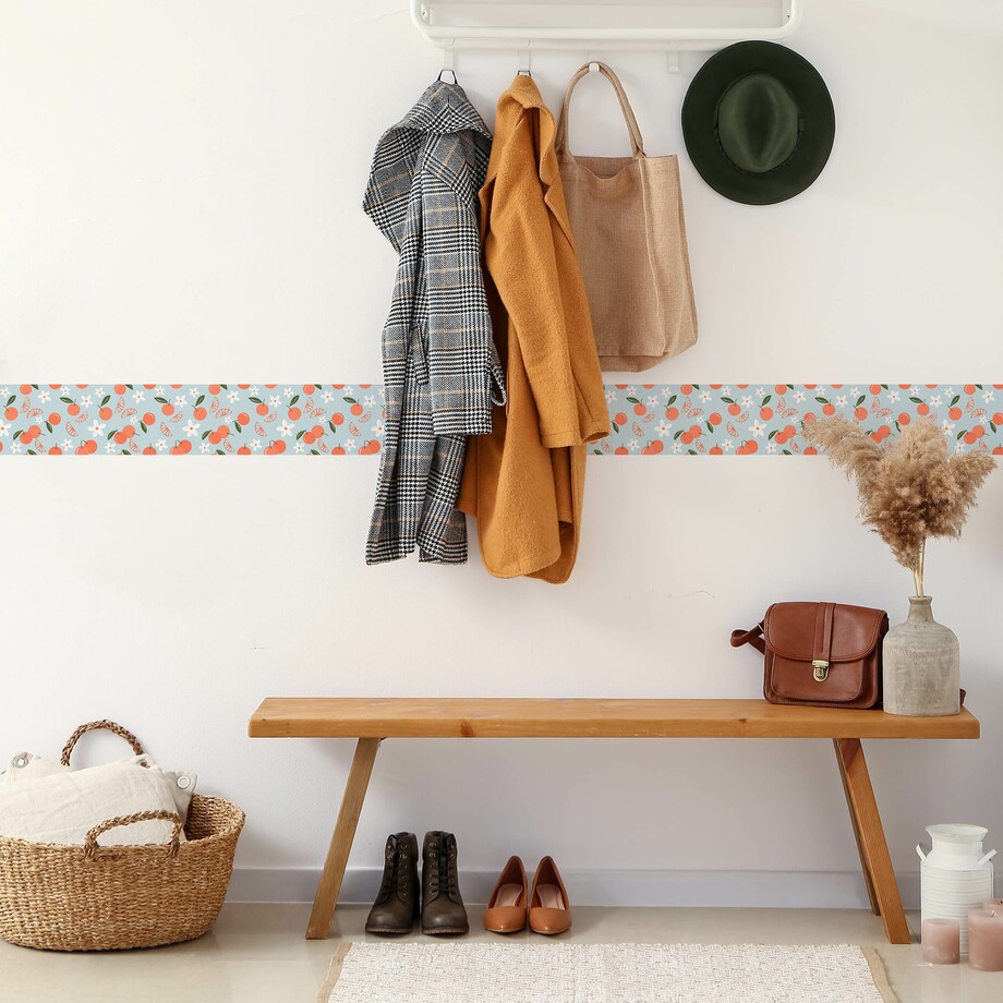 Samoprzylepny Pasek Dekoracyjny Bordiura Do Kuchni POMARAŃCZE Owoce Kwiaty