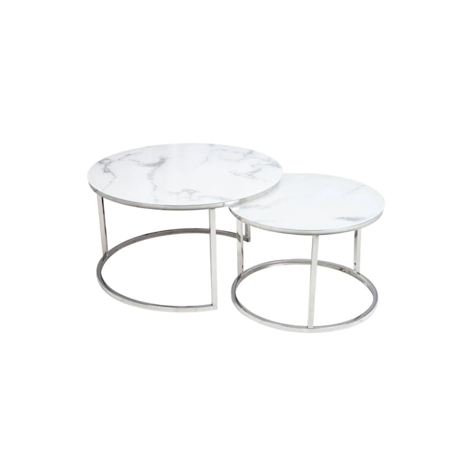 Zestaw 2 ław ATLANTA B biały marmur/chrom