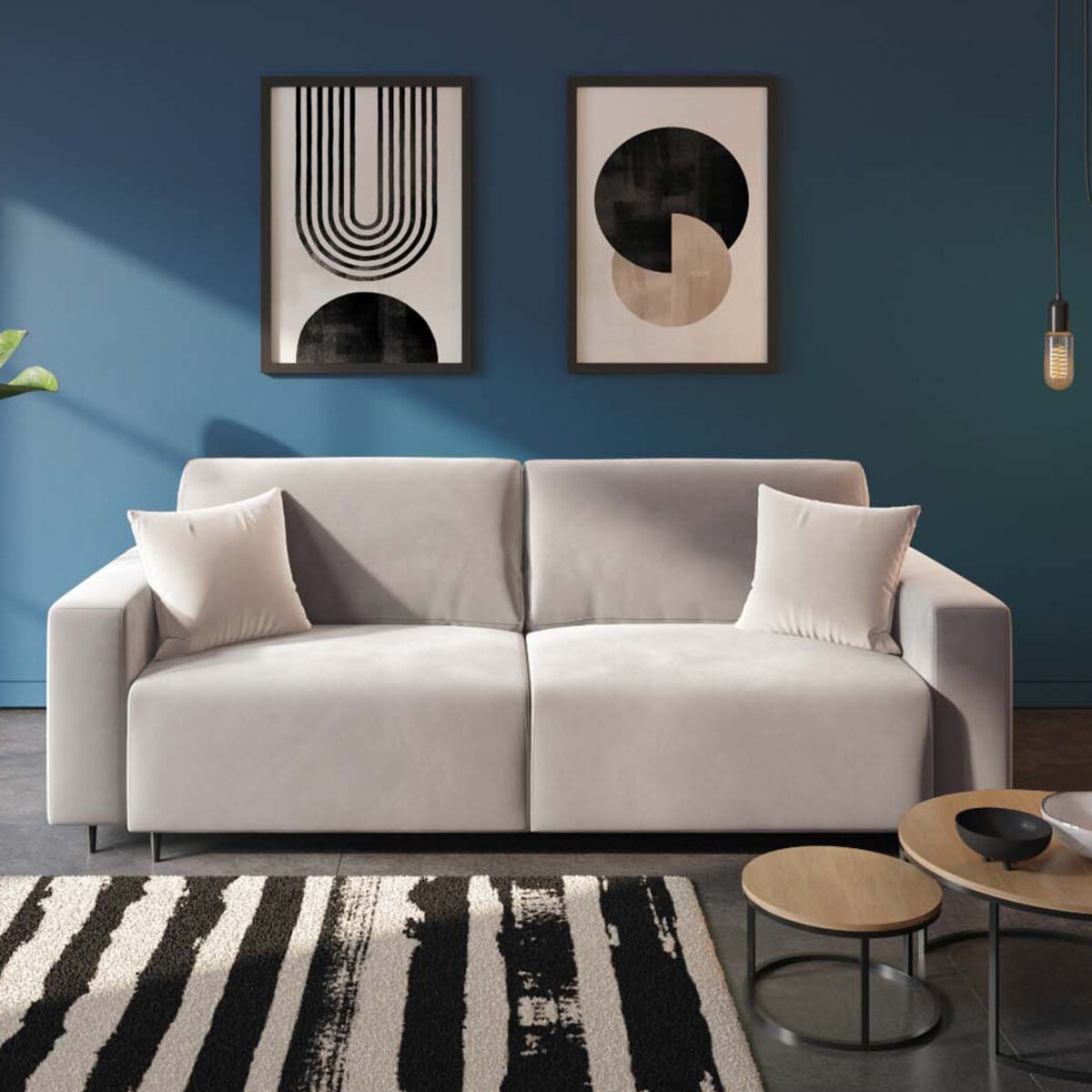 Hesto 3-osobowa rozkładana sofa - kremowa