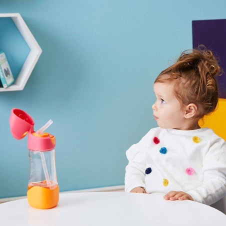 Bidon tritanowy dla dziecka - butelka na wodę ze słomką 450 ml Strawberry Shake, b.box