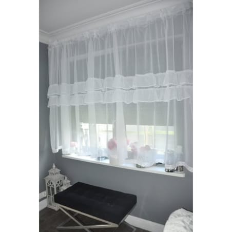 firana z lekkiej etaminy "sophia" dwie falbanki 400x160cm | taśma