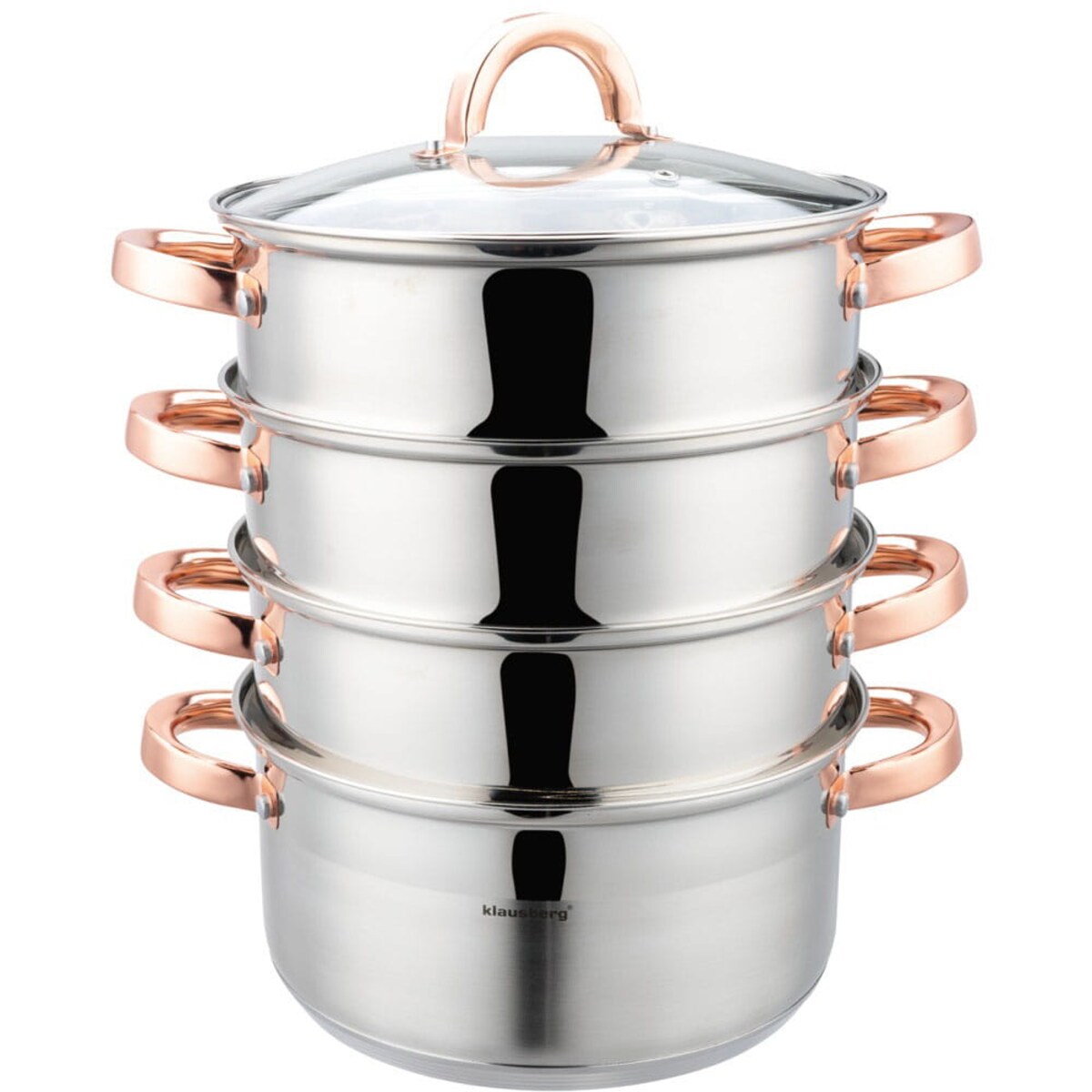 Zestaw garnków do gotowania na parze 22cm 5 elementów Parowar Rose Gold KLAUSBERG