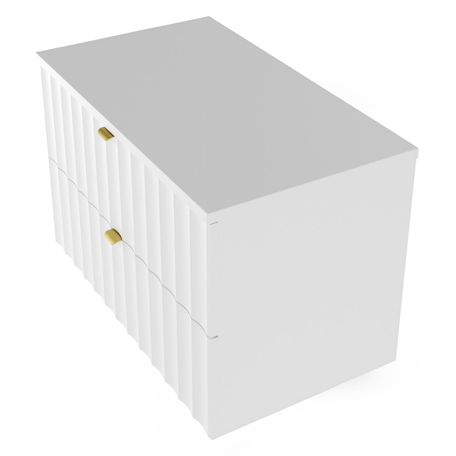 Szafka pod umywalkę z blatem, 80 cm, ryflowana, złote uchwyty, biała Arcos