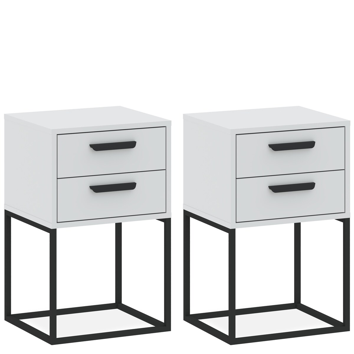 Konsimo RECTUS Zestaw stolików nocnych 2szt.w kolorze białym