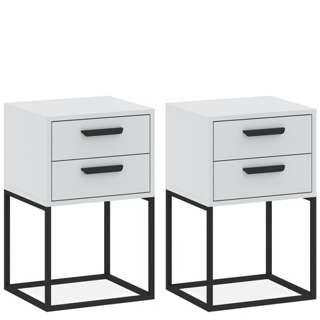 Konsimo RECTUS Zestaw stolików nocnych 2szt.w kolorze białym