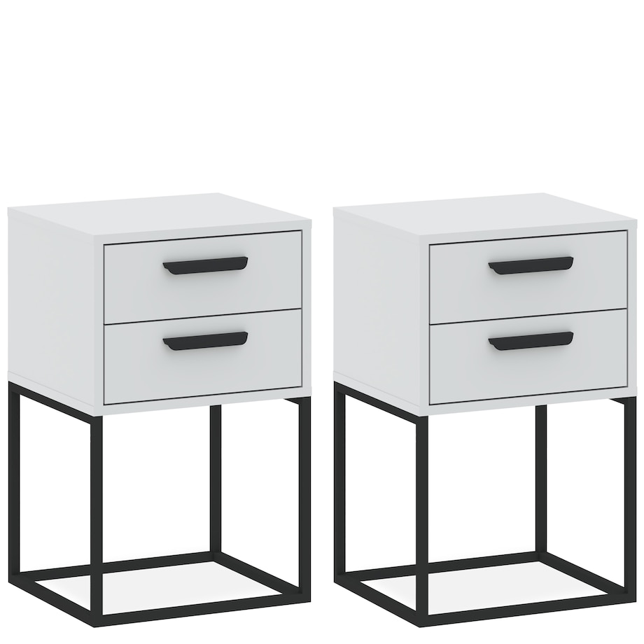 Konsimo RECTUS Zestaw stolików nocnych 2szt.w kolorze białym
