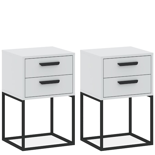 Konsimo RECTUS Zestaw stolików nocnych 2szt.w kolorze białym