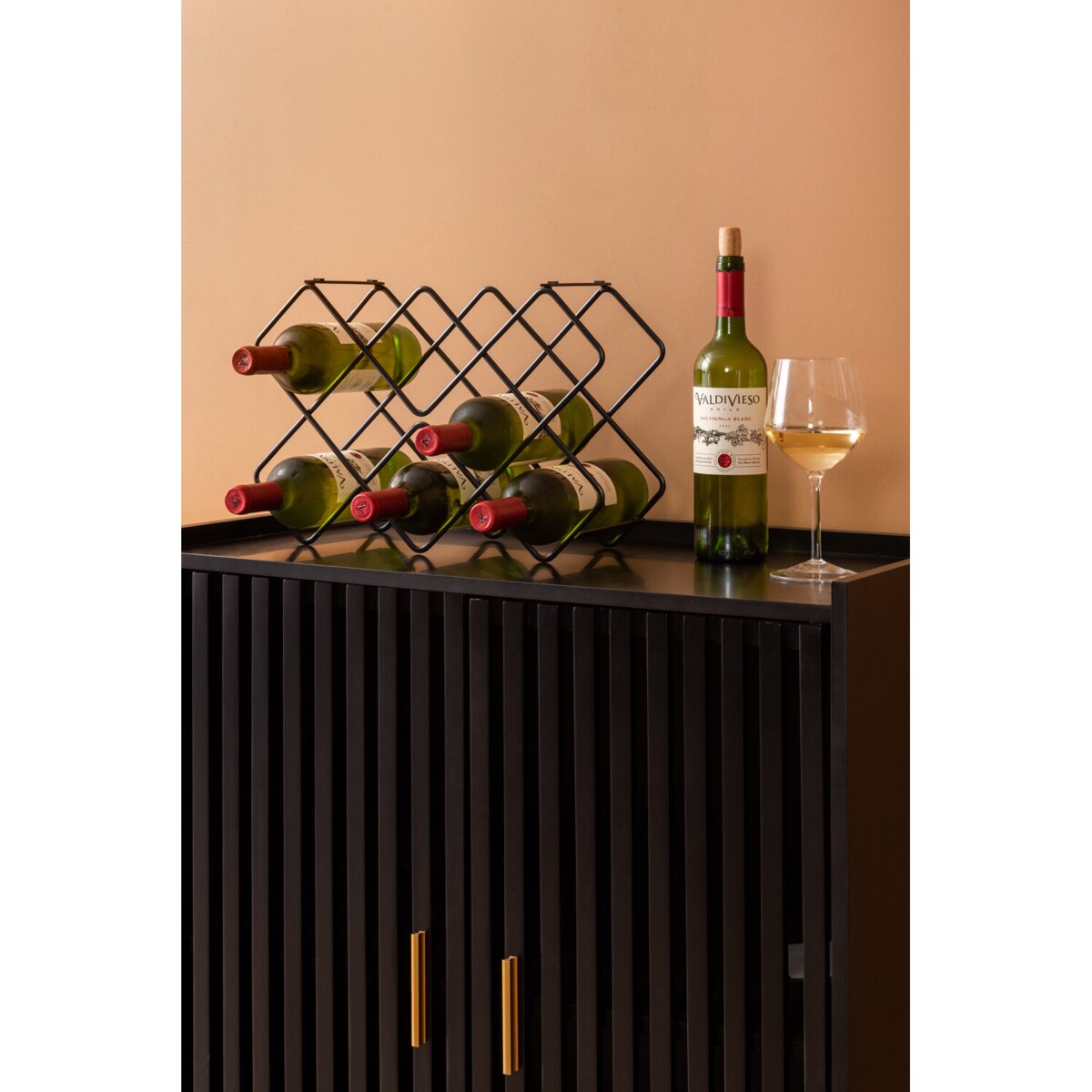 Metalowy stojak na wino DIAMONDS, 40,5 x 27,5 x 15,5 cm