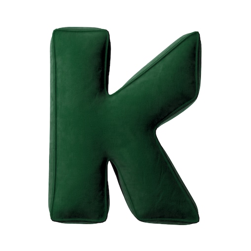 Poduszka literka K, butelkowa zieleń, 35x40cm, Posh Velvet