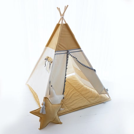Namiot tipi Cozy Yellow Velvet z matą