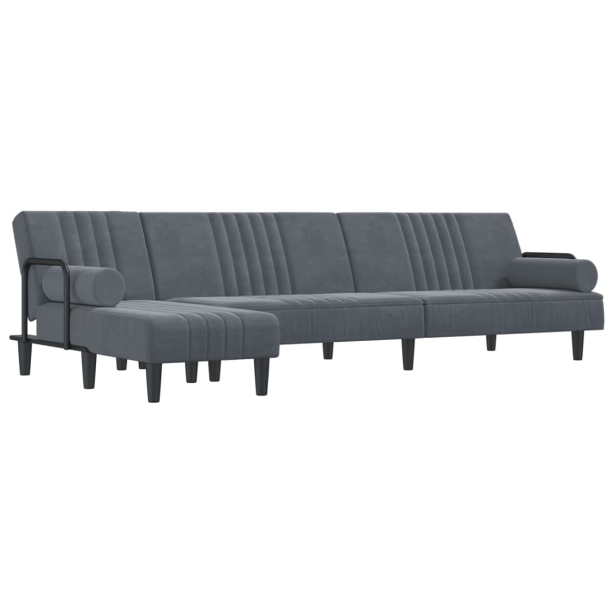 vidaXL Sofa rozkładana L, ciemnoszara, 260x140x70 cm, aksamit