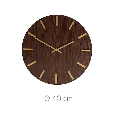 Zegar ścienny z minimalistyczną tarczą imitującą drewno, MDF, Ø 40 cm