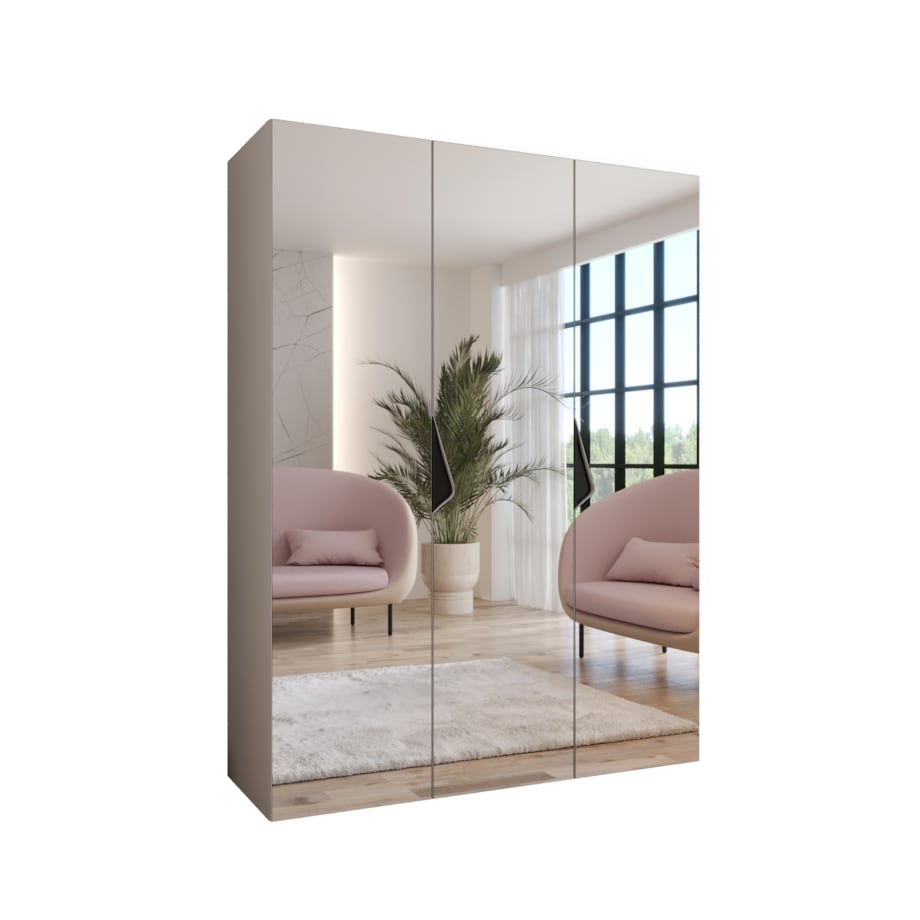 Szafa uchylna z lustrem Sandi 3 150 wys 202 cm Kaszmir + u Czarny